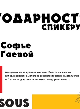 Благодарность спикеру Софье Гаевой, Versous